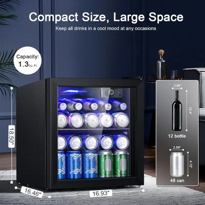 12-Bottle Beverage Refrigerator with Clear Glass D